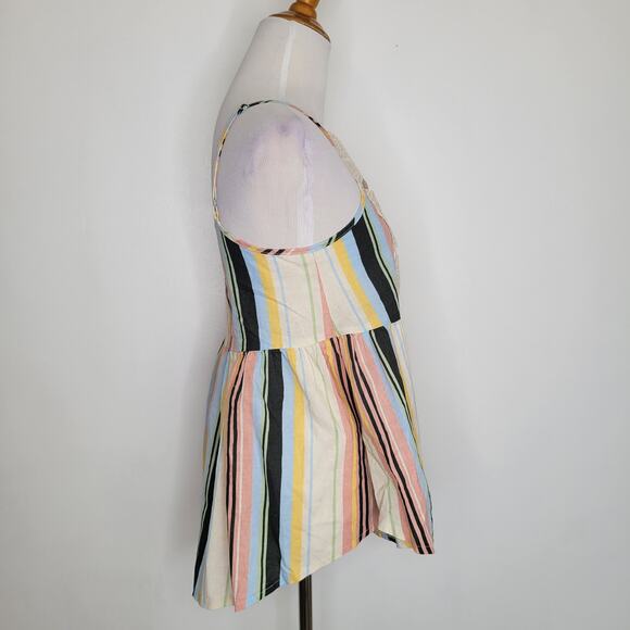 Taylor & Sage Linen Tank Striped Battenberg Lace High Neck Women Small - Picture 2 of 12